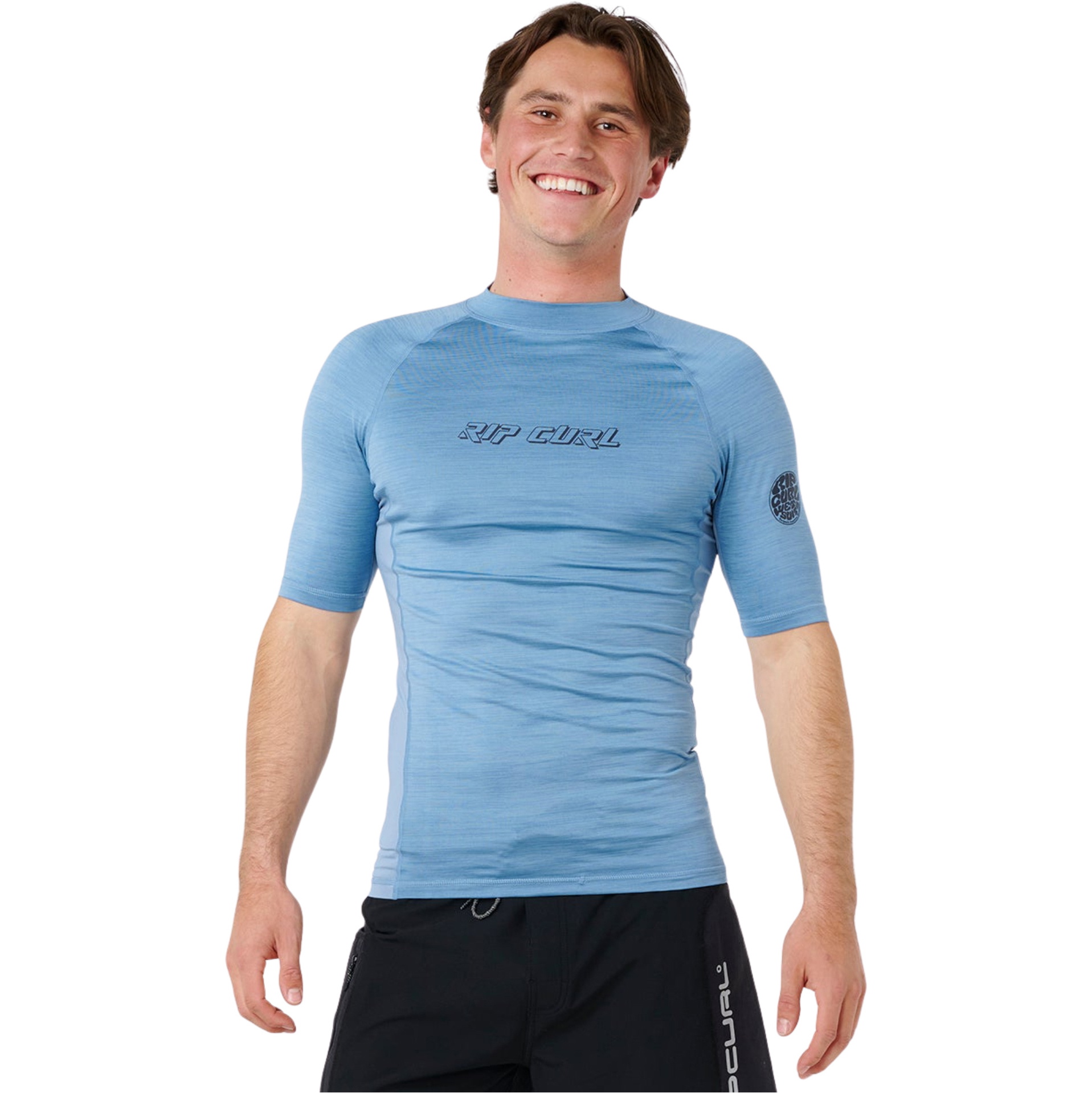 2026 Rip Curl Mens Dawn Patrol UPF Performance Short Sleeve Rash Vest 16CMRV - Faded Denim